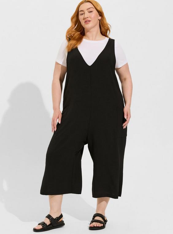 Wide-Leg Wide Leg Crop Poly Seersucker Jumper Product Image