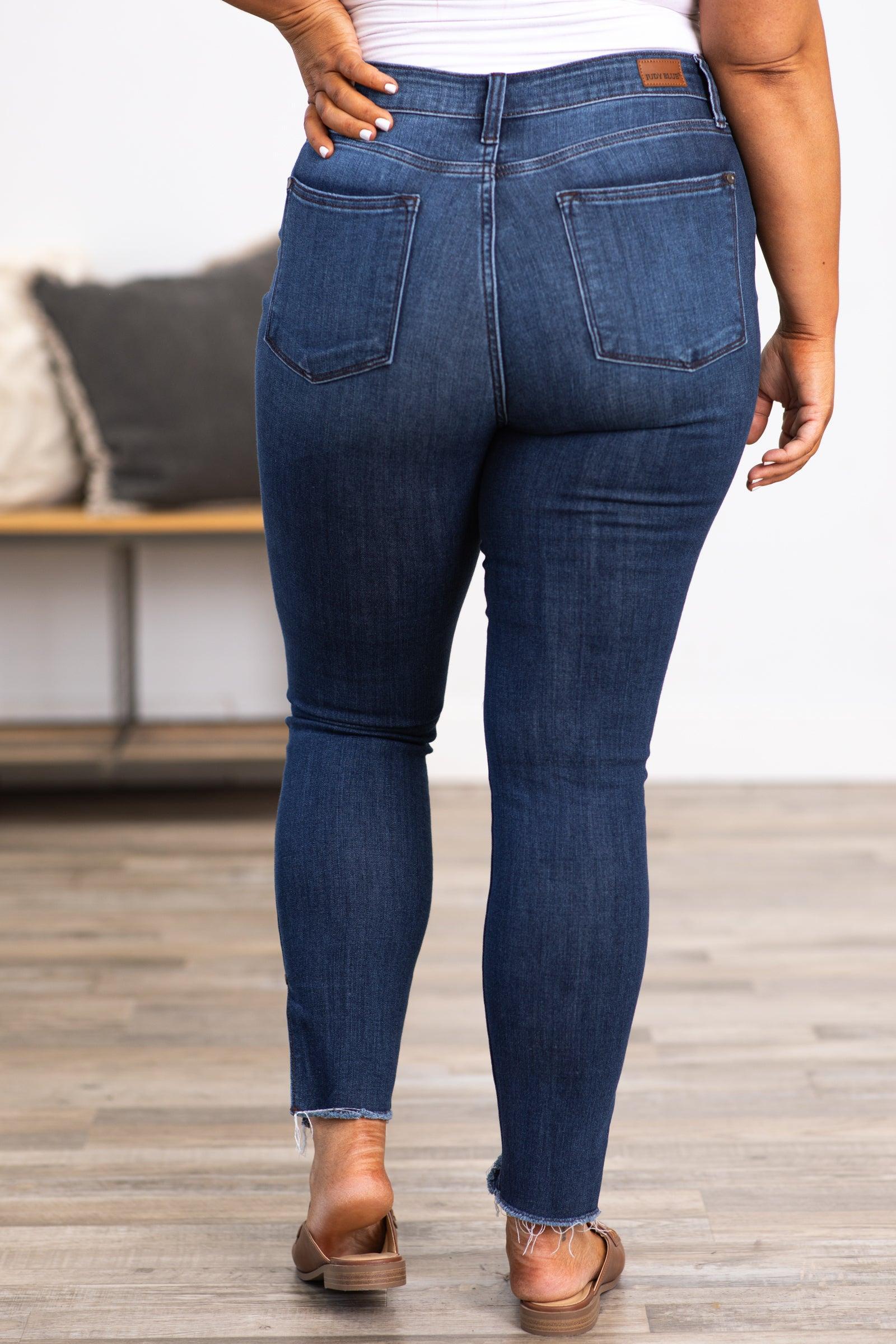 Judy Blue Dark Wash Jeans With Side Slit Product Image