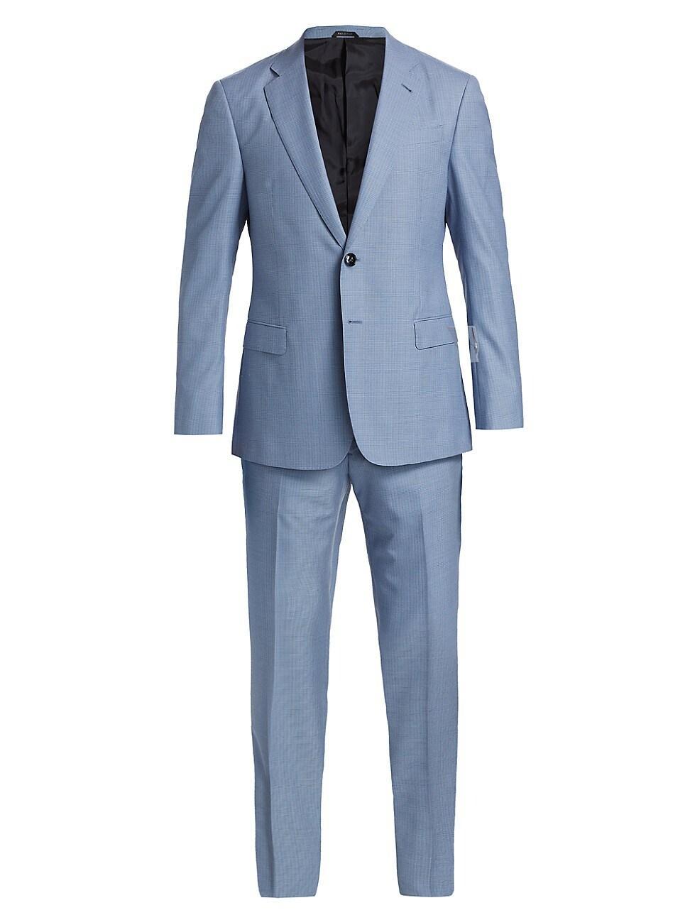 Mens Checked Wool Single-Breasted Suit Product Image