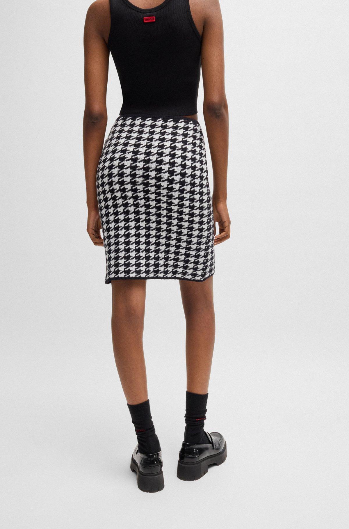 Slim-fit mini skirt in a houndstooth cotton blend Product Image