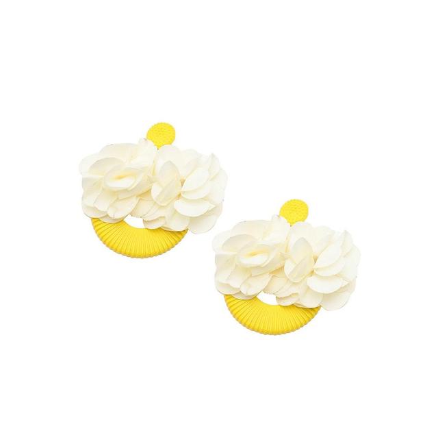 Sohi Womens Yellow Circular Flora Drop Earrings Product Image