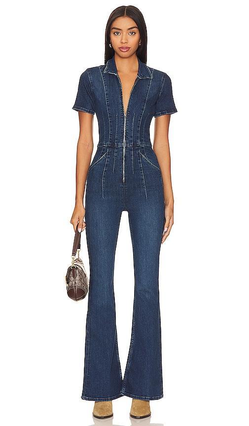 Free People Jayde Flare Jumpsuit in Blue. Product Image