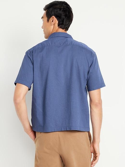 Short-Sleeve Crop Camp Shirt Product Image