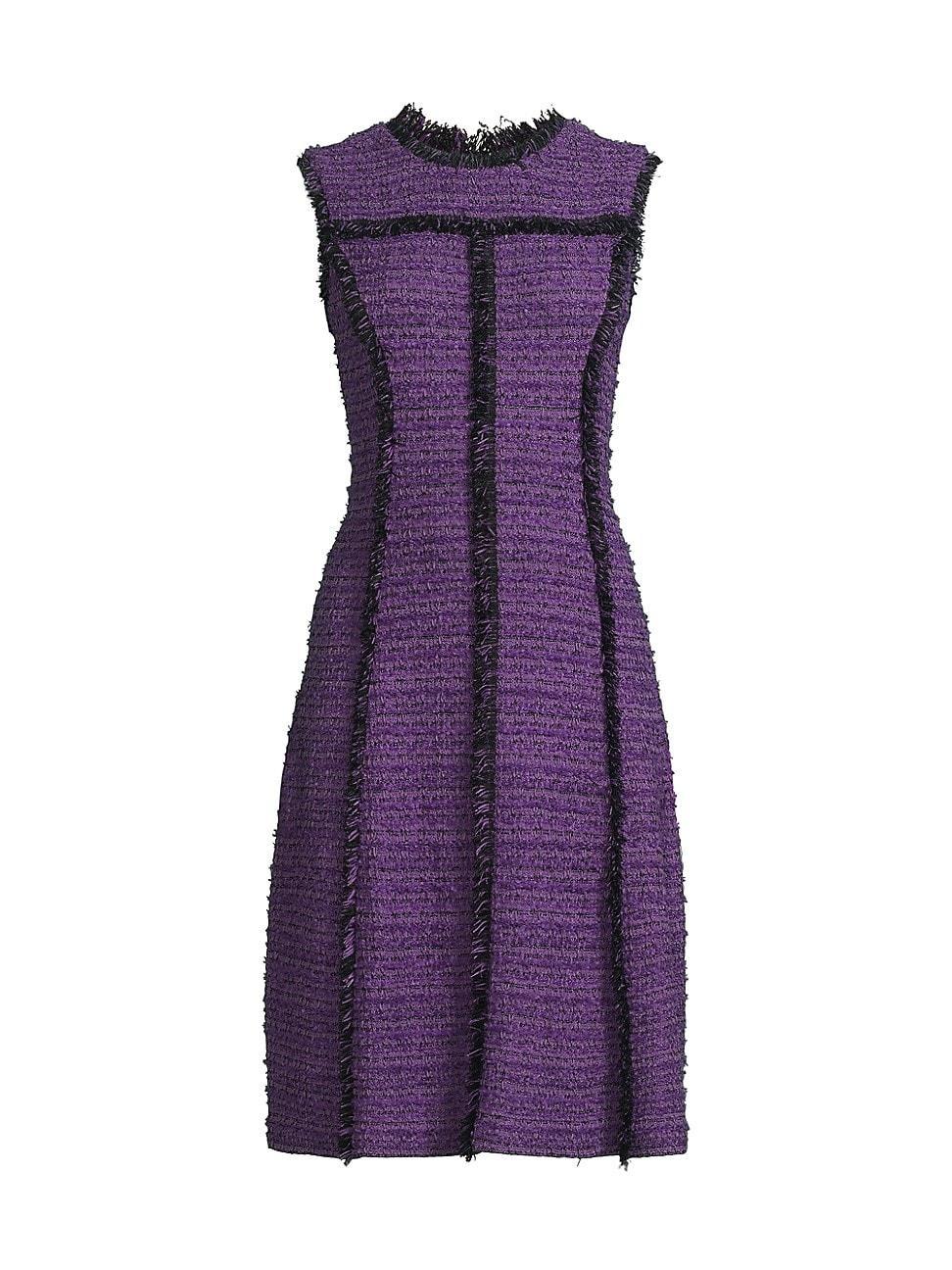 Womens Tweed Fringe-Trim Midi-Dress Product Image