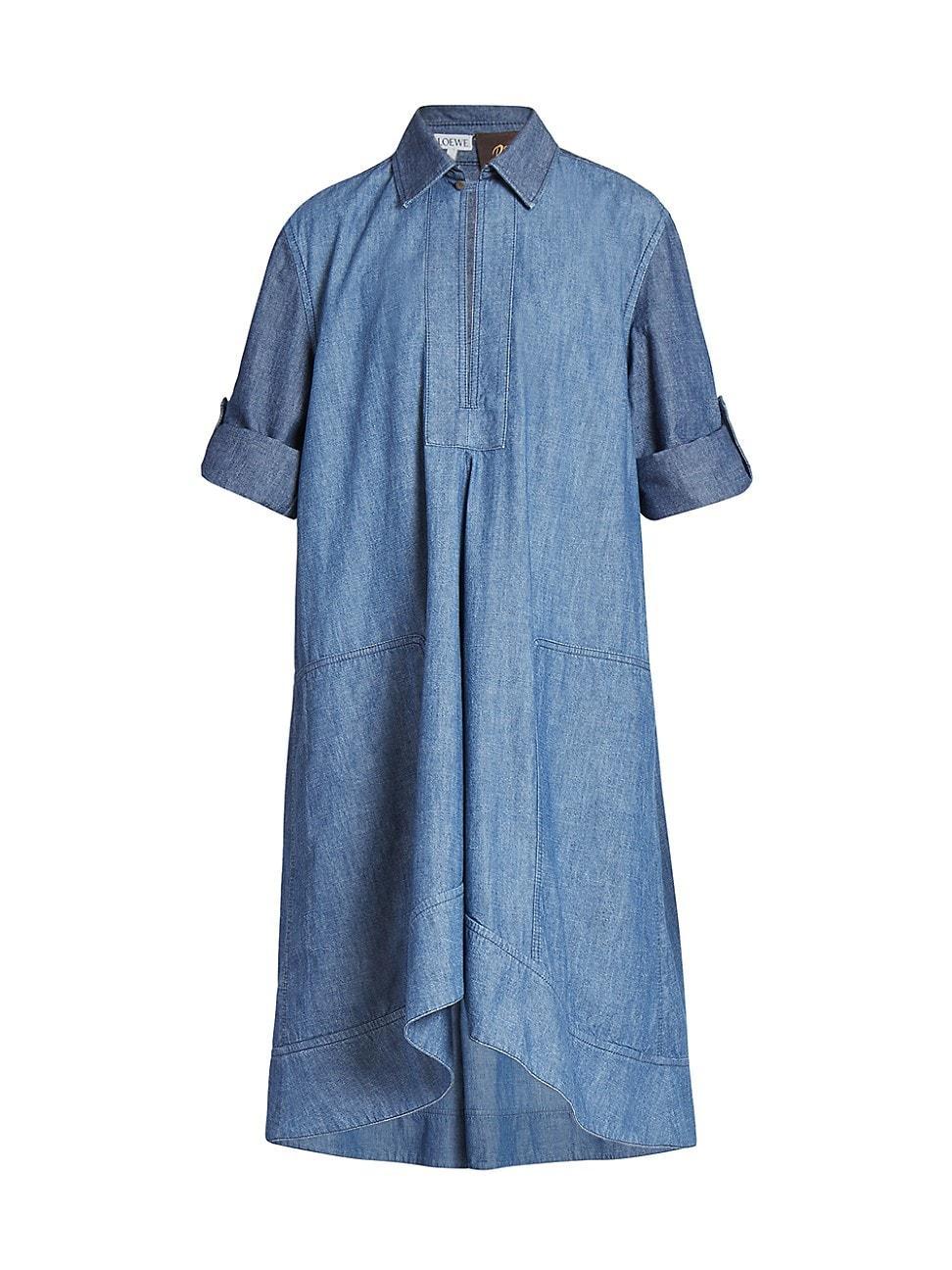 Womens LOEWE x Paulas Ibiza Two-Tone Chambray Tunic Dress Product Image