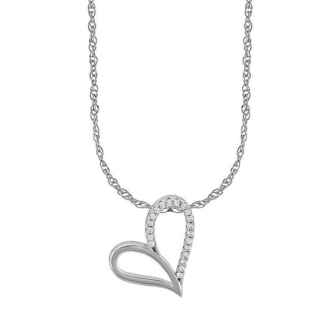 Arctic Clear 14k White Gold 1/5 Carat T.W. Round Cut Lab-Grown Diamond Heart Pendant Necklace, Womens Product Image