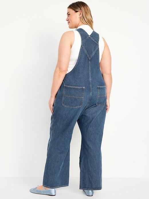 Baggy Wide-Leg Jean Overalls Product Image