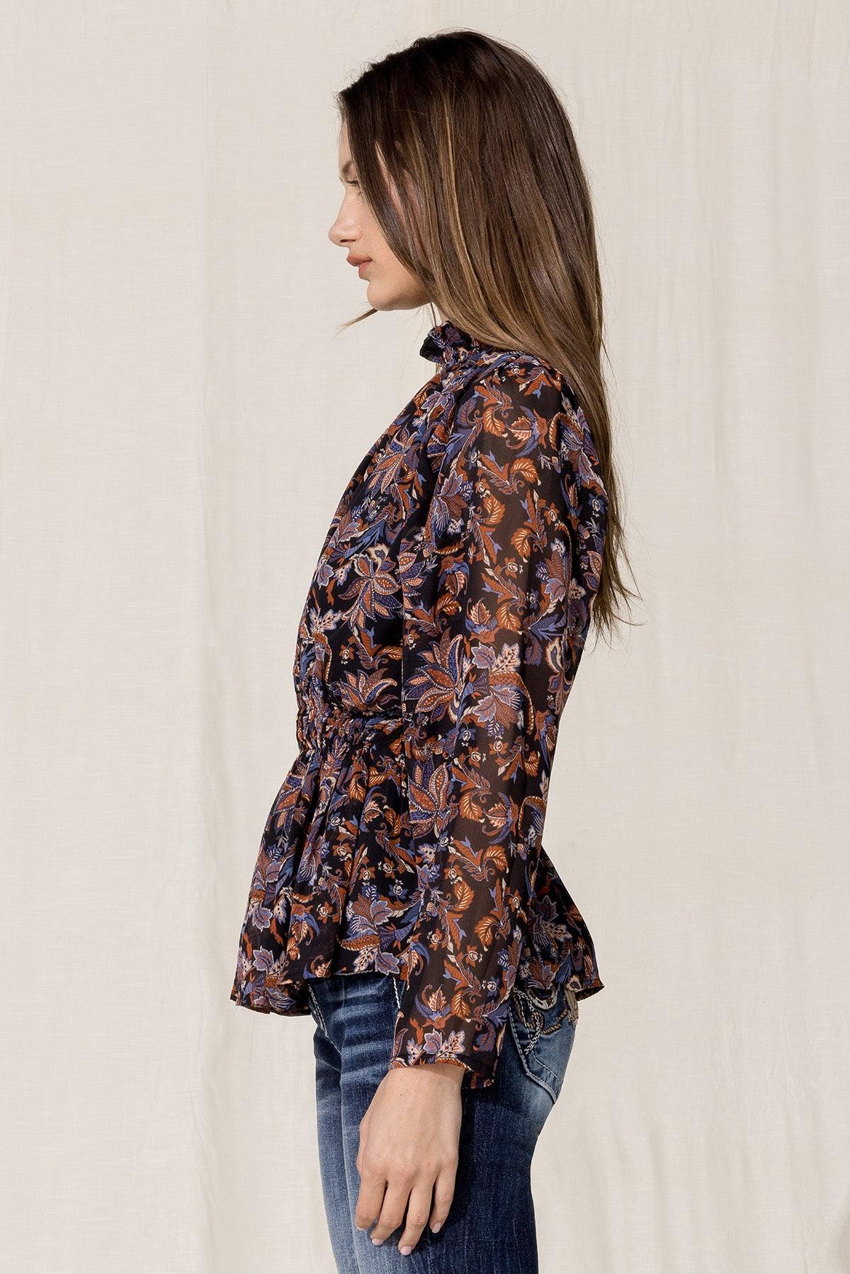 Paisley Chiffon Smock Blouse Product Image