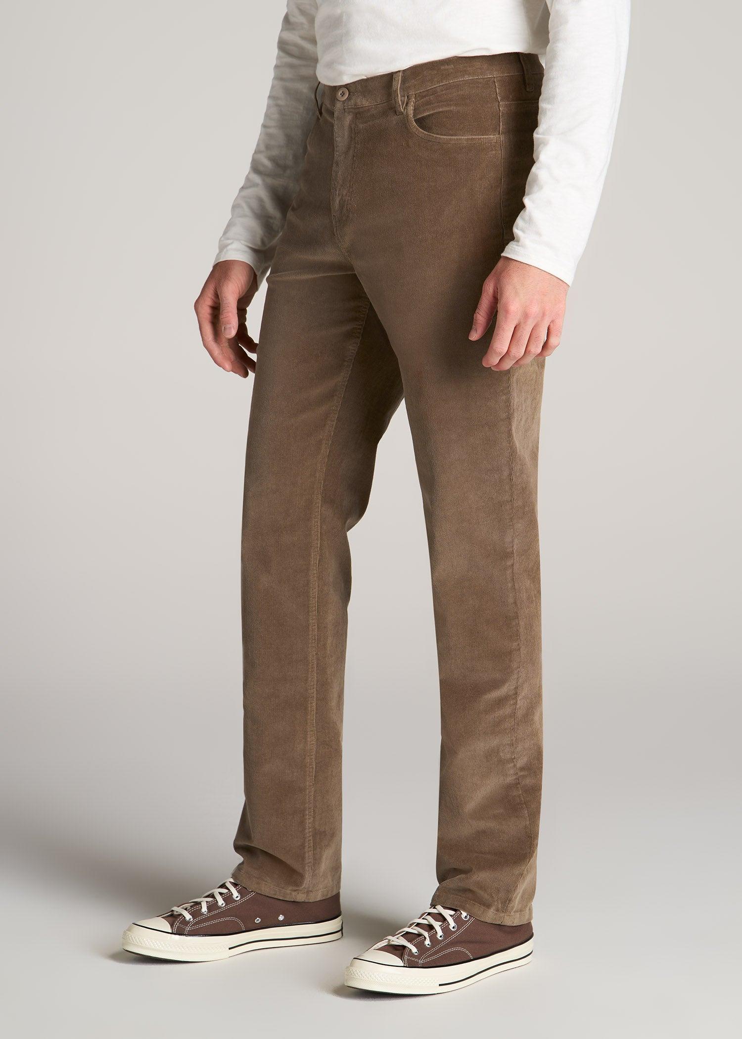 STRAIGHT-LEG Stretch Corduroy Pants for Tall Men in Dark Sand Product Image