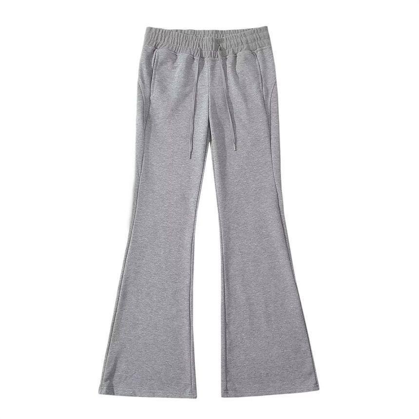 Elastic Waist Plain Flared Sweatpants Product Image