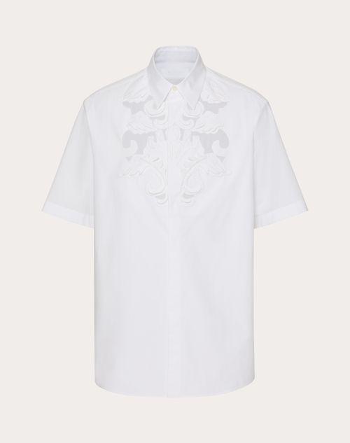 COTTON POPLIN BOWLING SHIRT WITH HIGH RELIEF EMBROIDERY Product Image