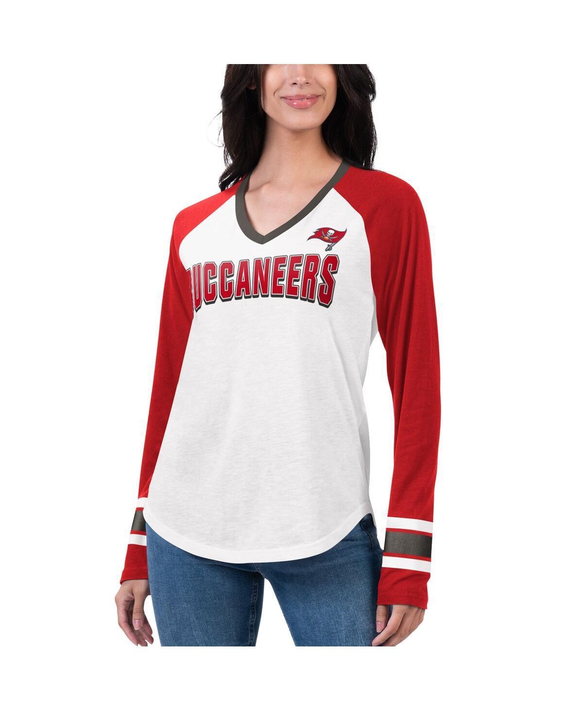 Womens G-iii 4Her by Carl Banks White Tampa Bay Buccaneers Top Team Raglan V-Neck Long Sleeve T-shirt - White Product Image