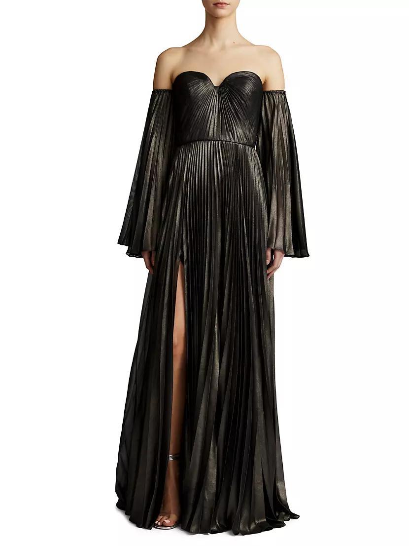 Pleated Off-The-Shoulder Gown Product Image