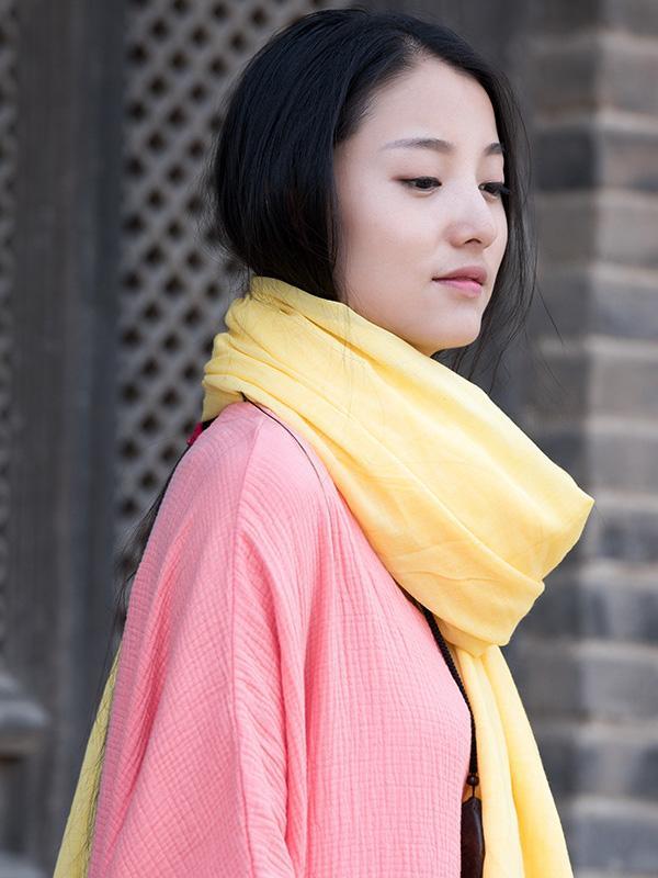 8 Colors Vintage Solid Color Ramie Cotton Shawl Scarf Product Image