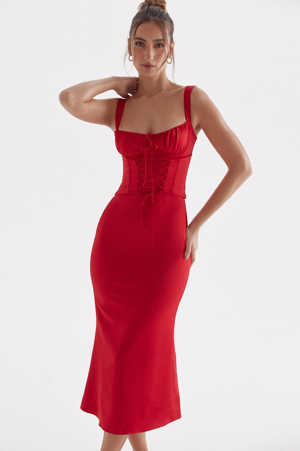 Valencia Red Rose Corset Dress Product Image