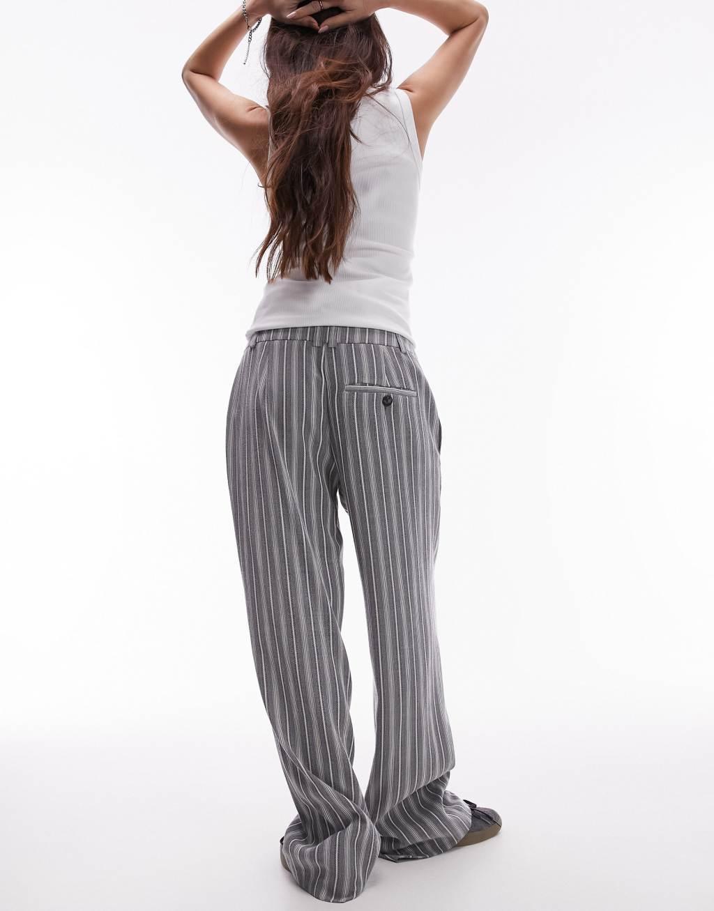 Topshop stripe low slung pants in multi Product Image