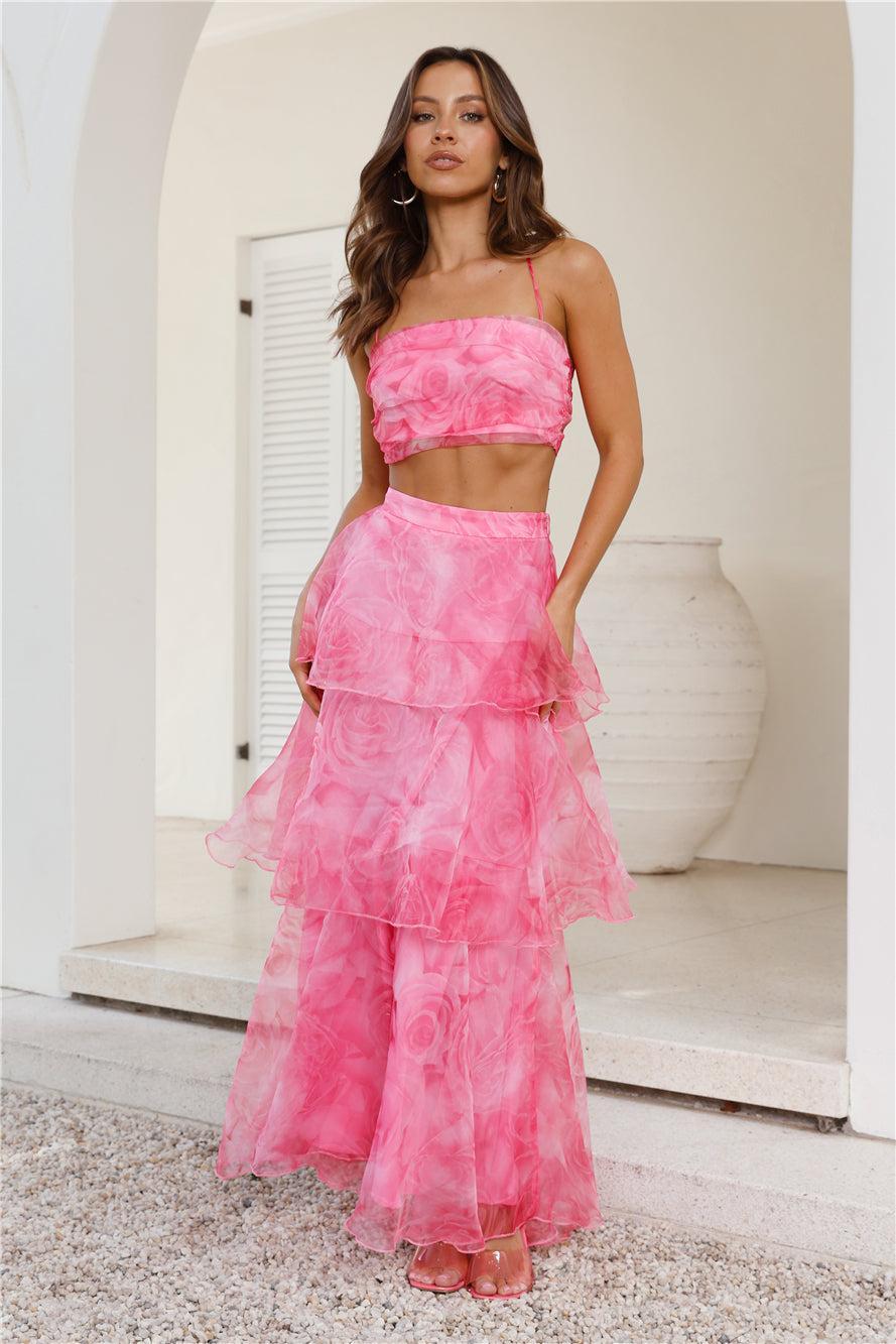 Worthy Of Roses Frill Crop Top Pink Product Image