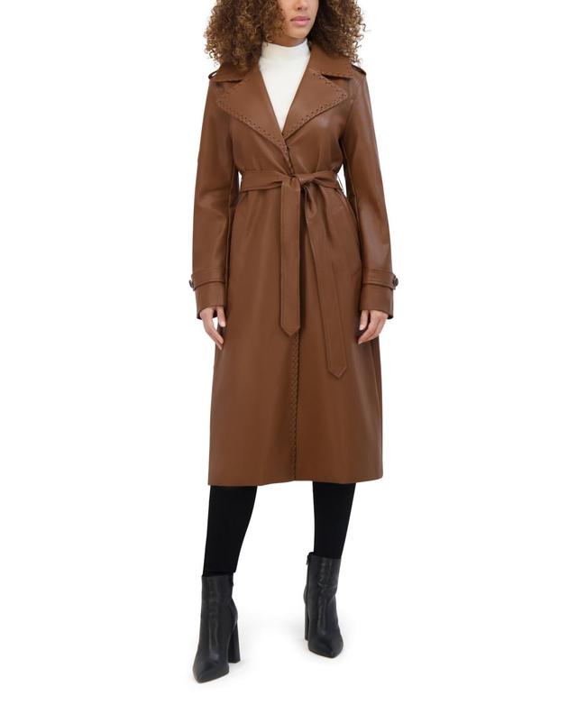 Kenneth Cole Womens Faux Leather Trench Coat Product Image