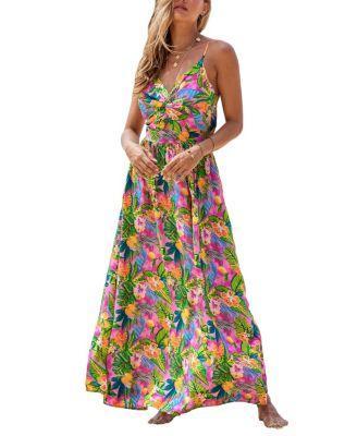 Cupshe Womens Tropical Floral Twist & Keyhole Maxi Beach Dress Product Image