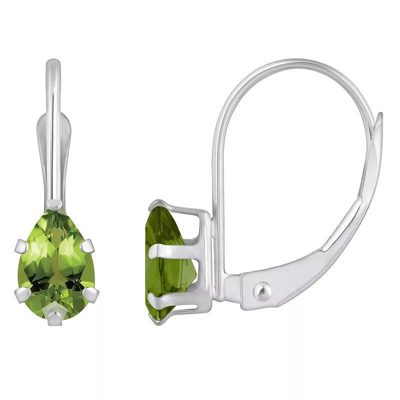 Celebration Gems 10k Gold Pear Shape Peridot Leverback Earrings, Womens, Green Product Image