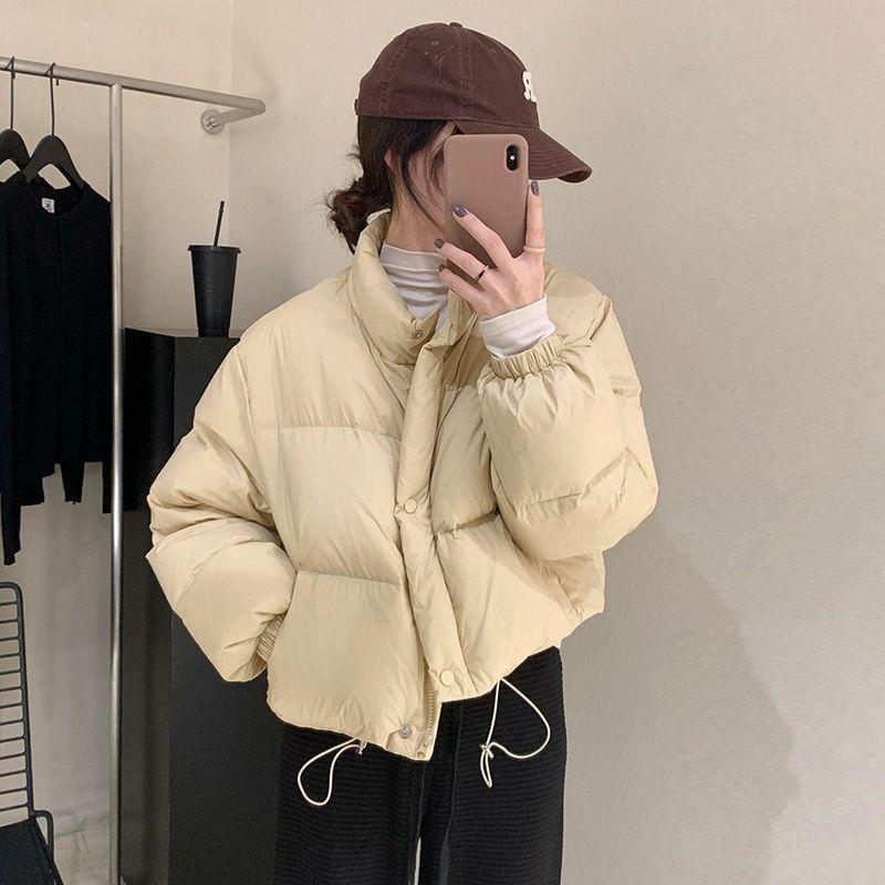 High Neck Plain Zip-Up Puffer Jacket Product Image