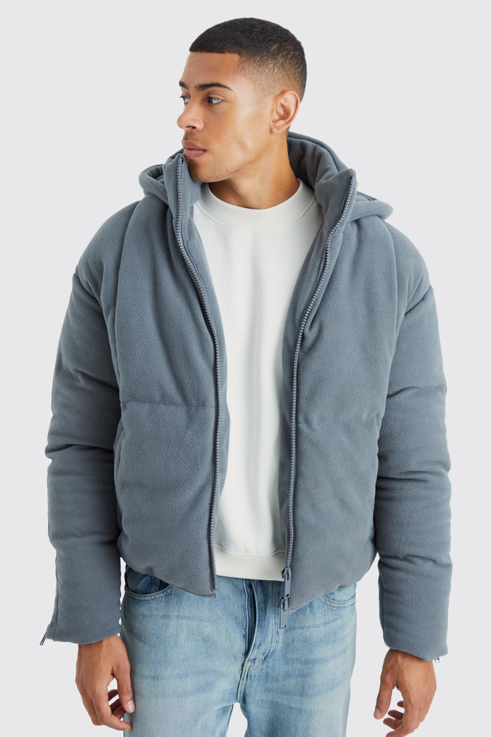 Heavy Fleece Hooded Puffer | boohooMAN USA Product Image