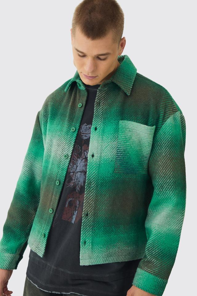 Regular Fit Brushed Check Overshirt | boohooMAN USA Product Image