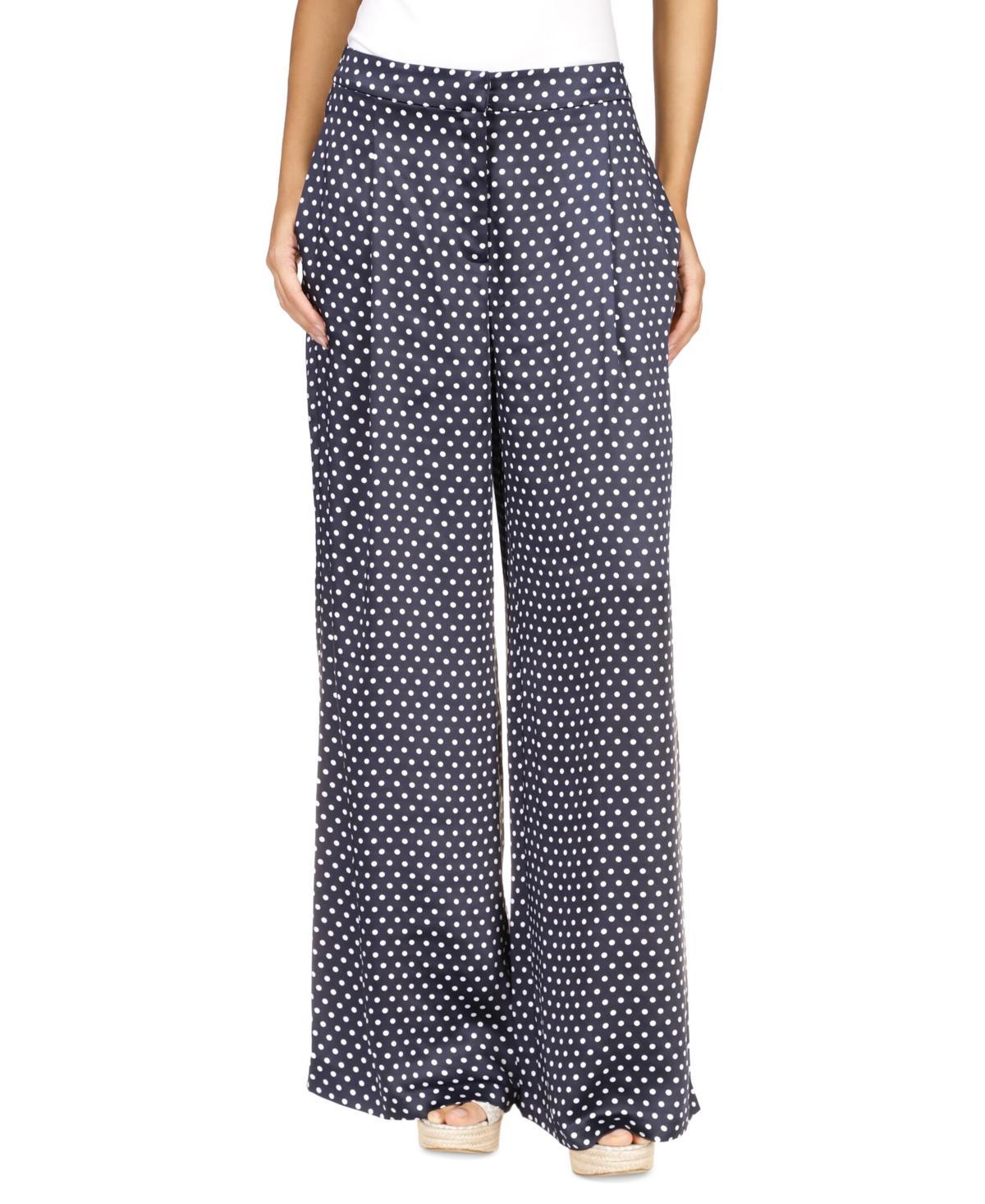 Michael Michael Kors Womens Dot-Print Wide-Leg Satin Pants Product Image