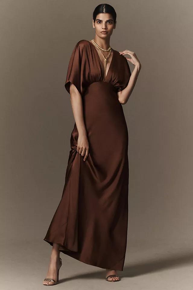 BHLDN Amelia Deep-V Satin Maxi Dress Product Image