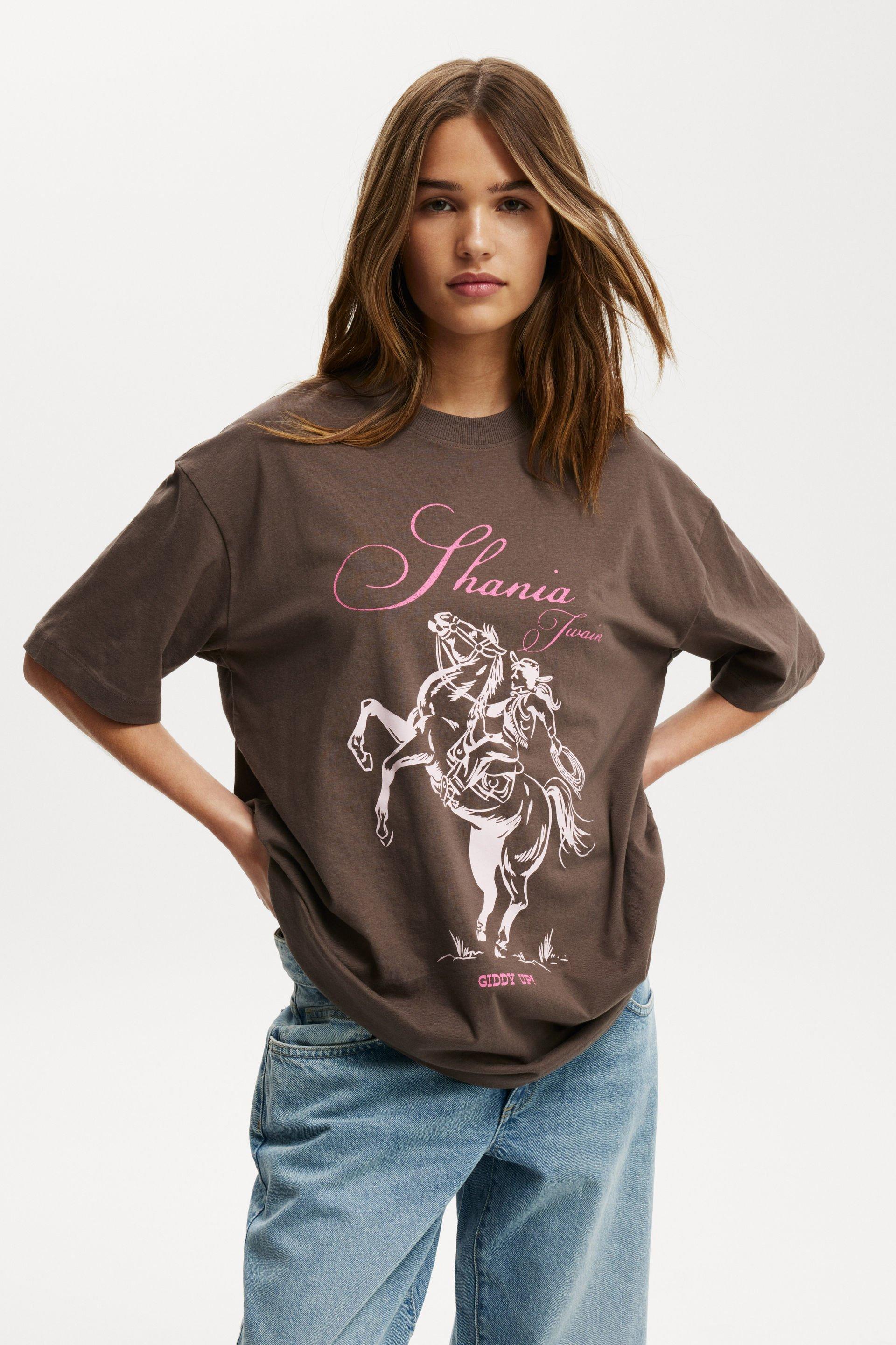 Cotton On Women - The Lcn Music Boxy Graphic Tee - Lcn bra shania twain/ dark truffle Product Image