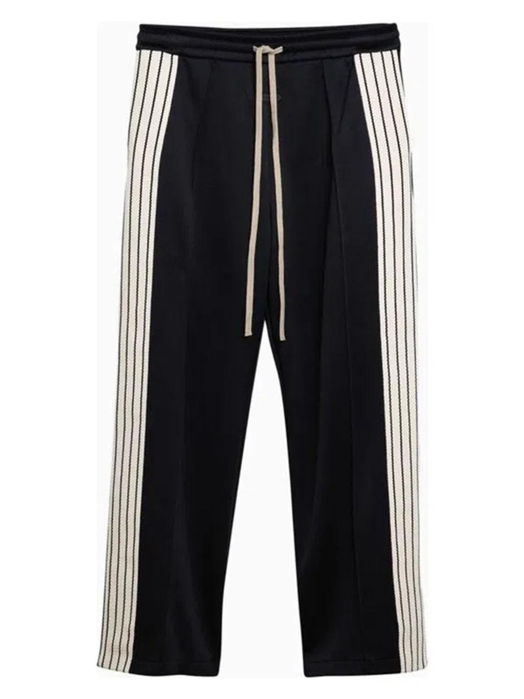 Men's Striped Nylon And Cotton Jogging Trousers In Black Product Image