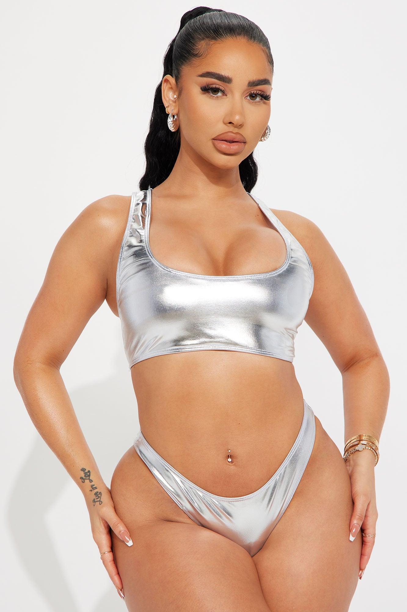 Bianca Metallic Tank 2 Piece Bikini  - Silver Product Image