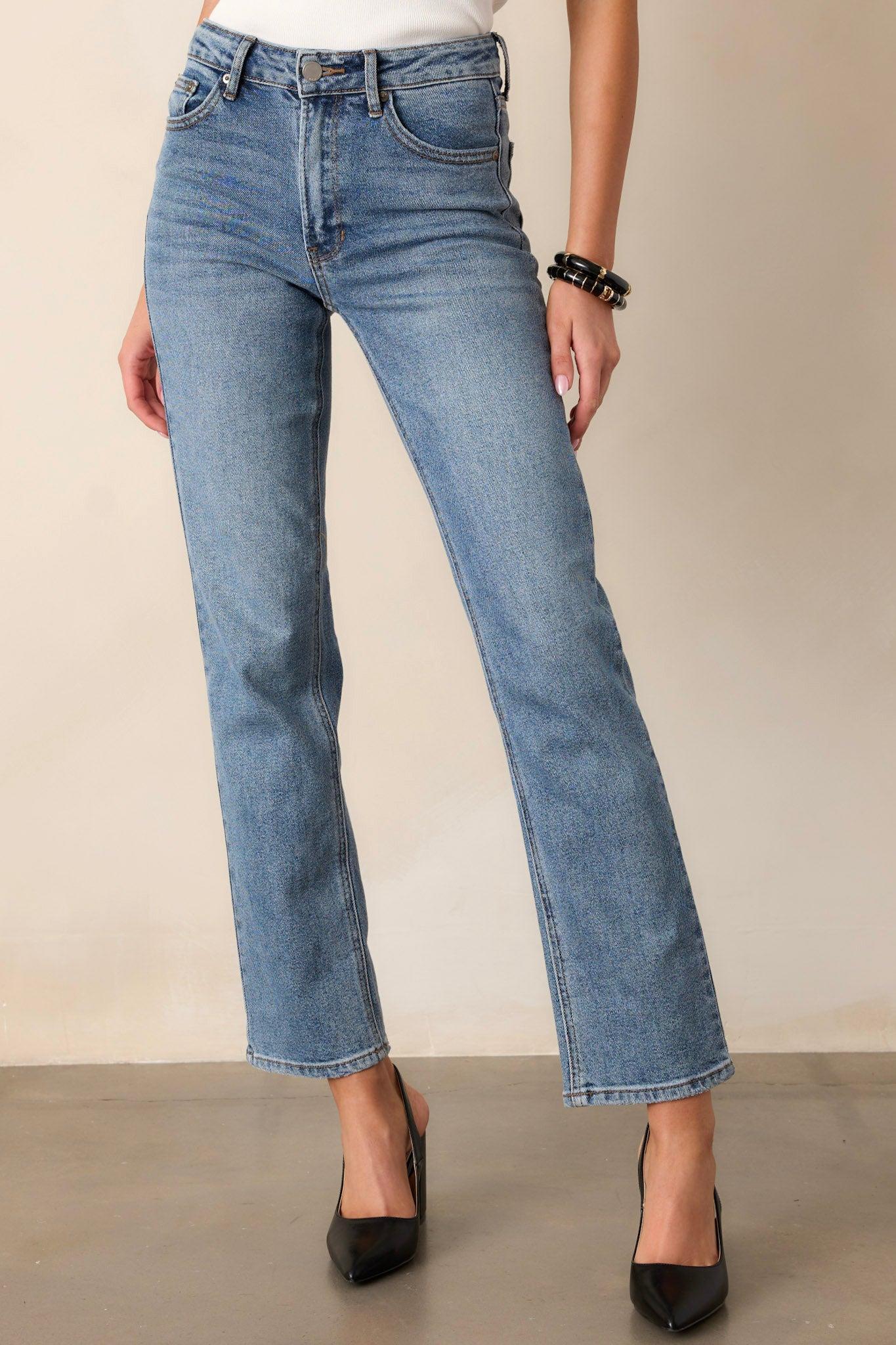 Dusk Enchantment Medium Wash Straight Leg Jeans Product Image