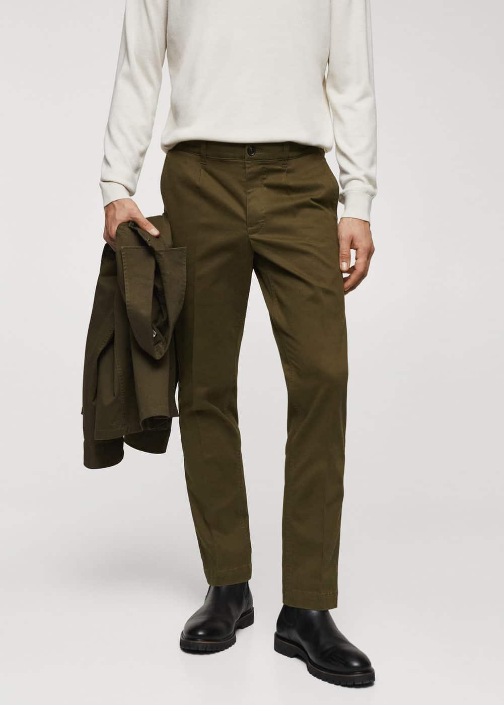 MANGO MAN - Pleated slim fit chinos khakiMen Product Image