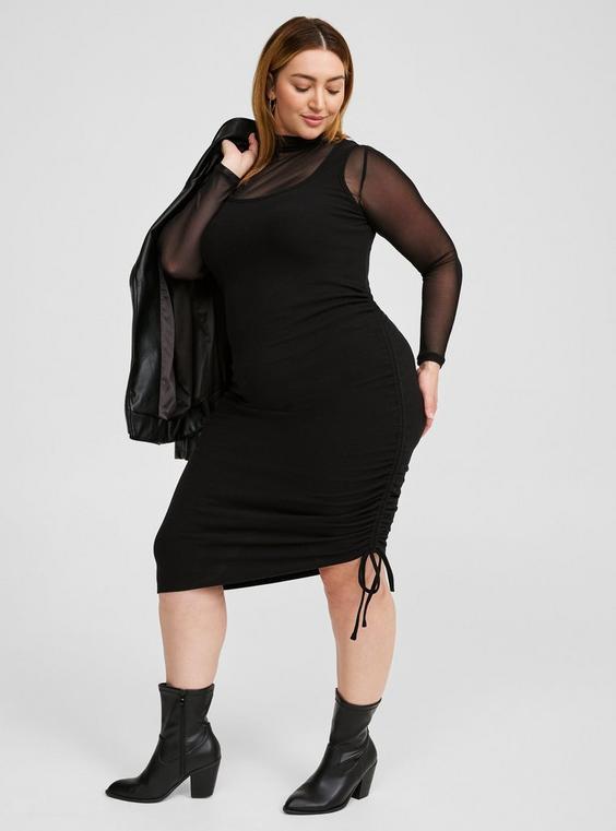 Midi Asymmetrical Rib Scoop Neck Dress Product Image