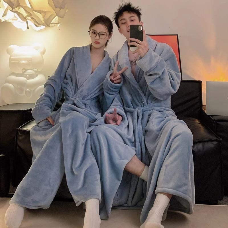 Couple Matching Plain Pajama Robe Product Image