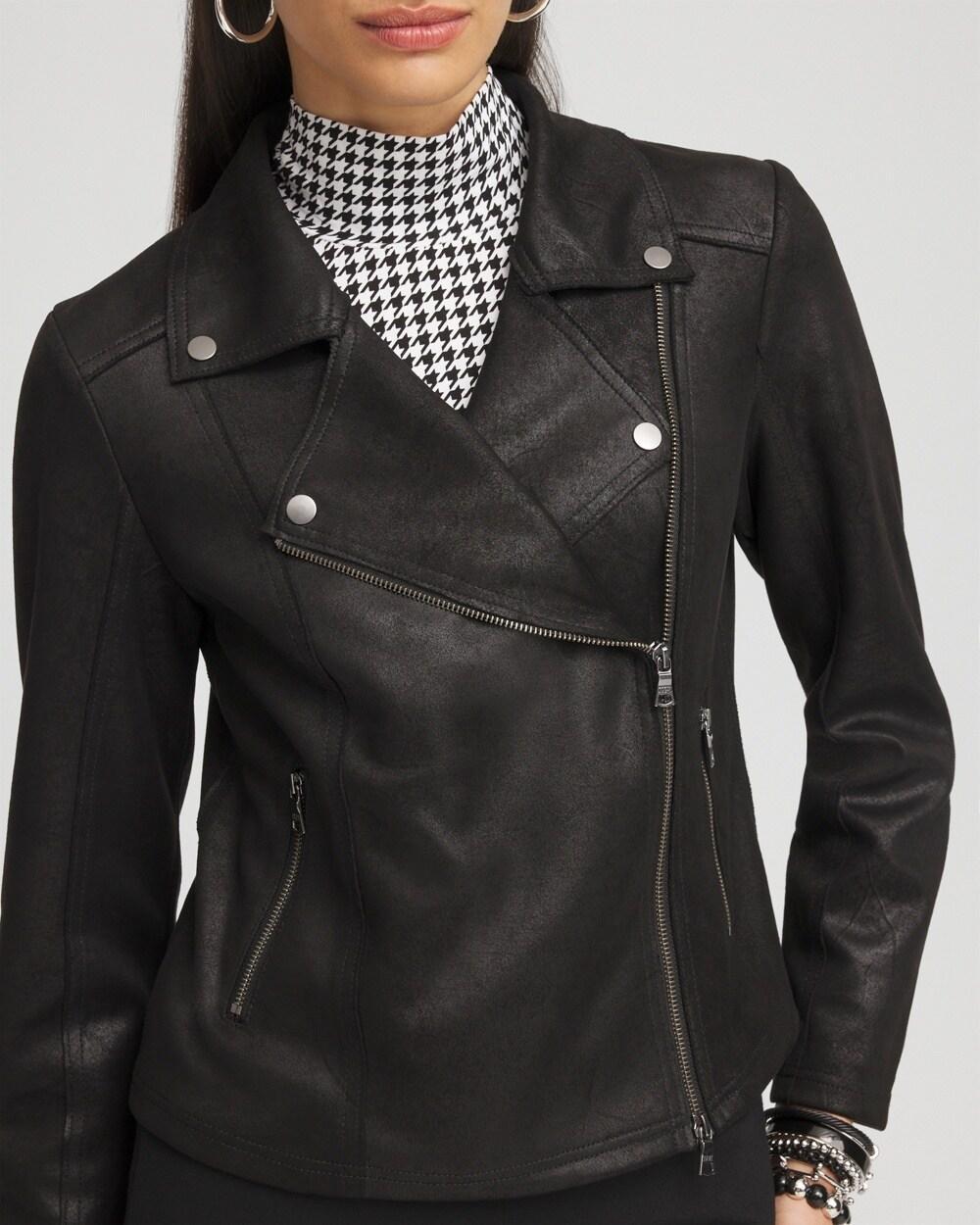 Women's Stretch Faux Suede Moto Jacket Product Image