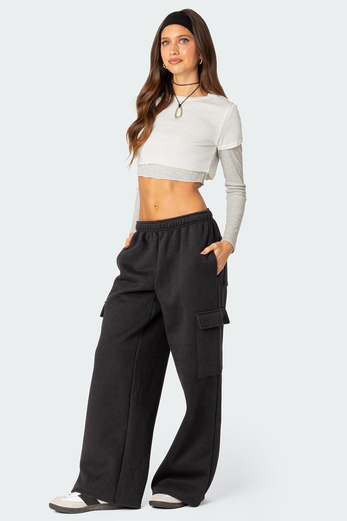 Wide Leg Cargo Sweatpants Product Image