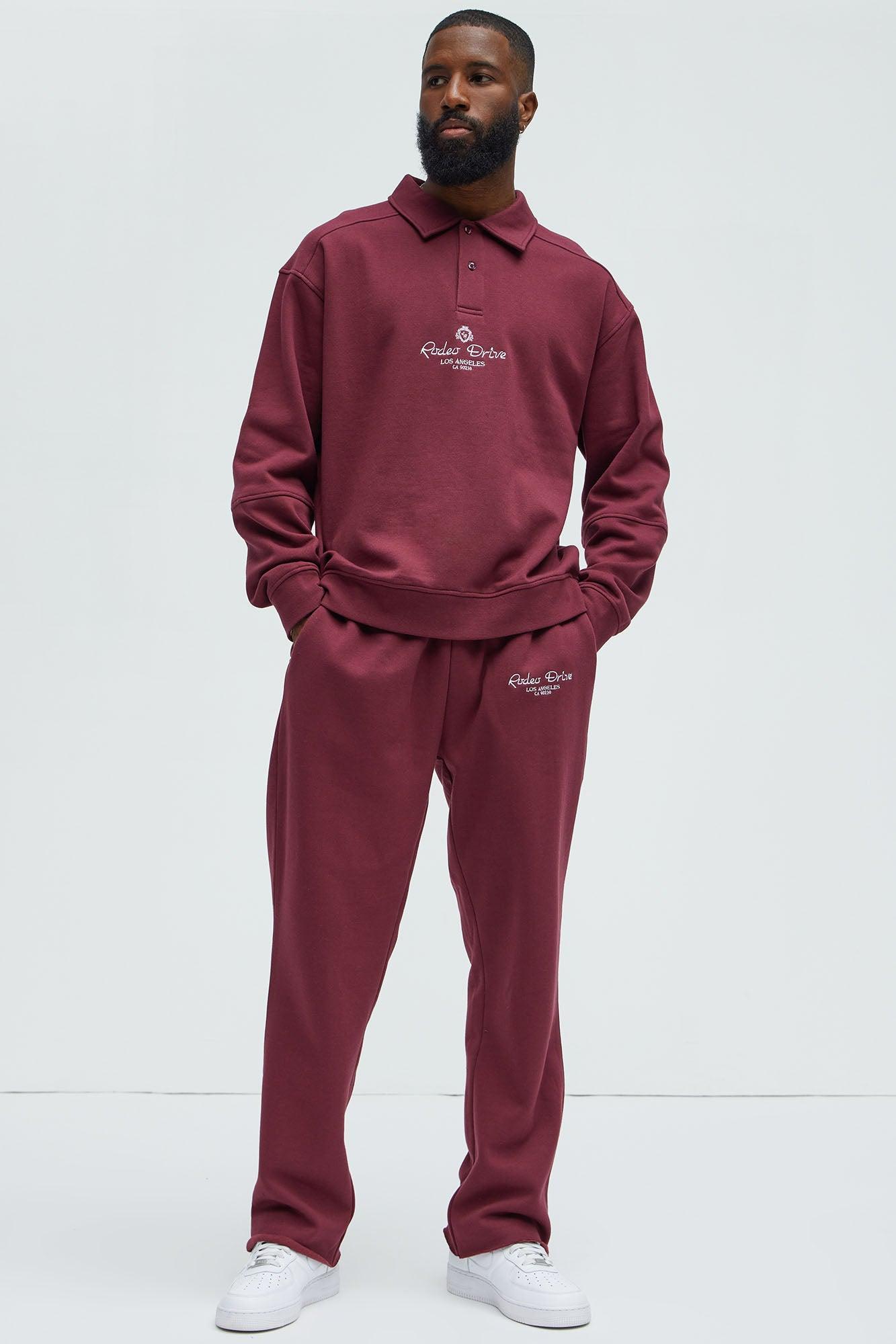 Rodeo Drive LA Collar Sweatshirt - Burgundy Product Image