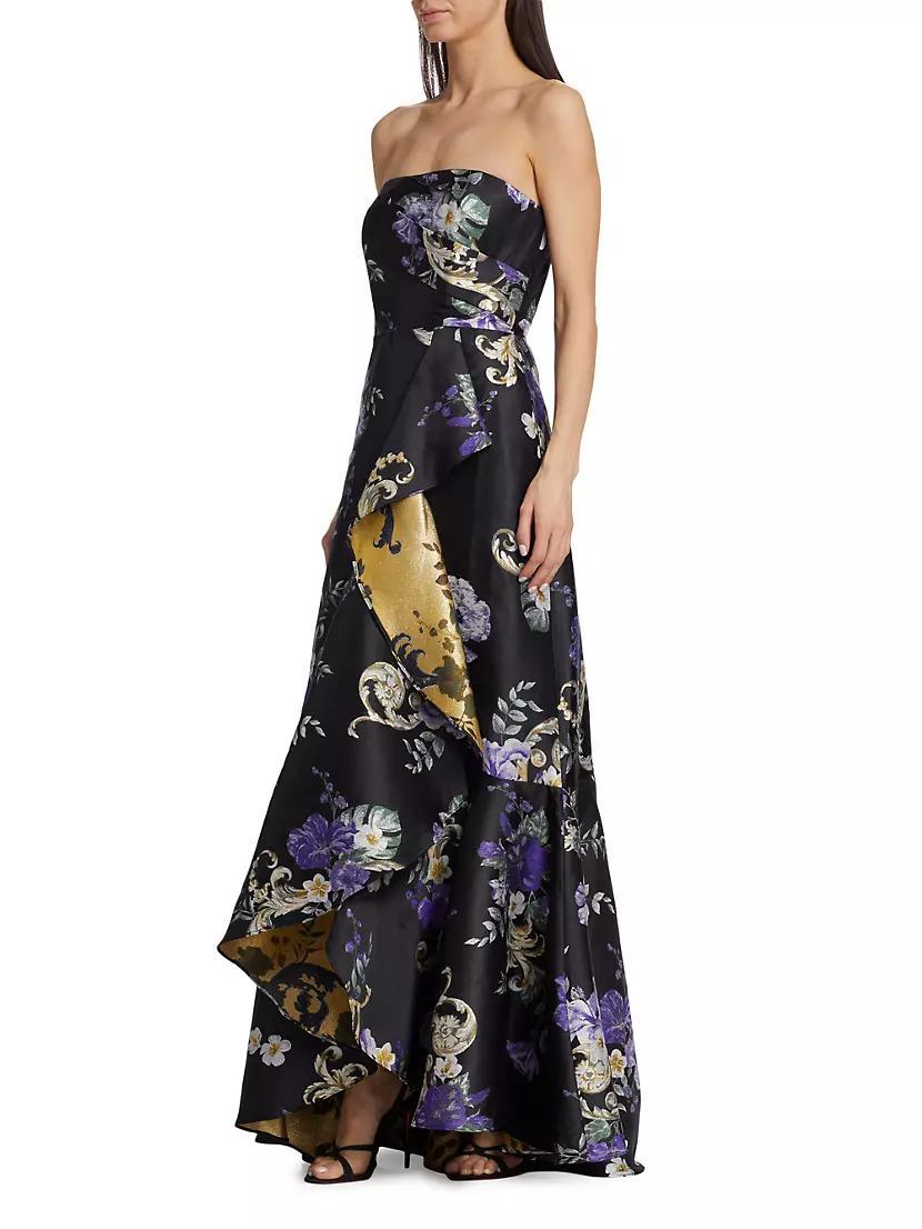 Floral Strapless Ruffle Gown Product Image