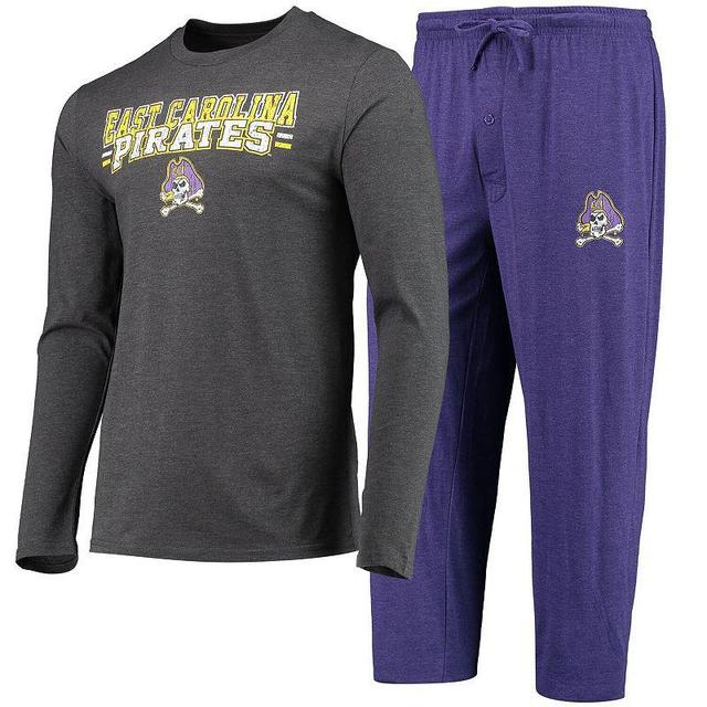 Mens Concepts Sport Purple/Heathered Charcoal ECU Pirates Meter Long Sleeve T-Shirt & Pants Sleep Set Product Image