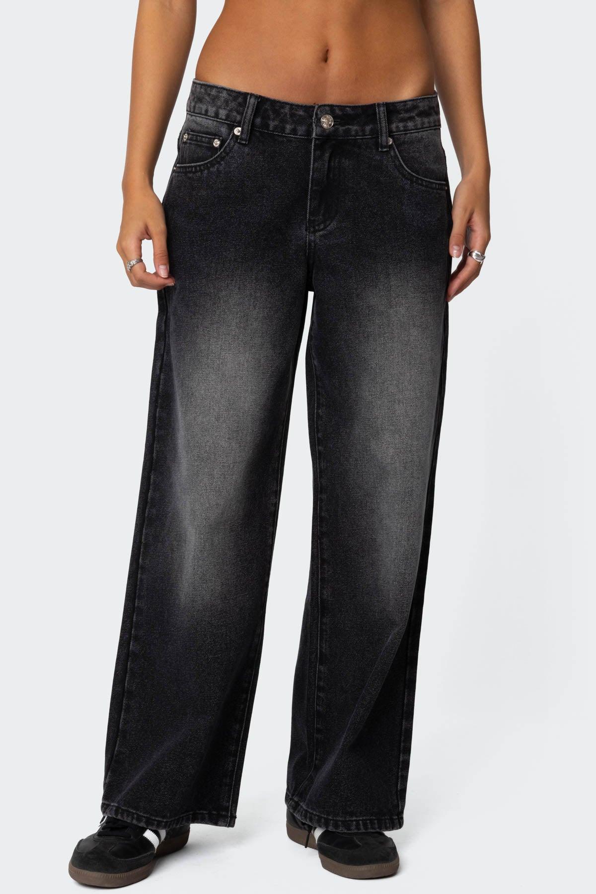 Petite Magda Low Rise Acid Wash Jeans Product Image