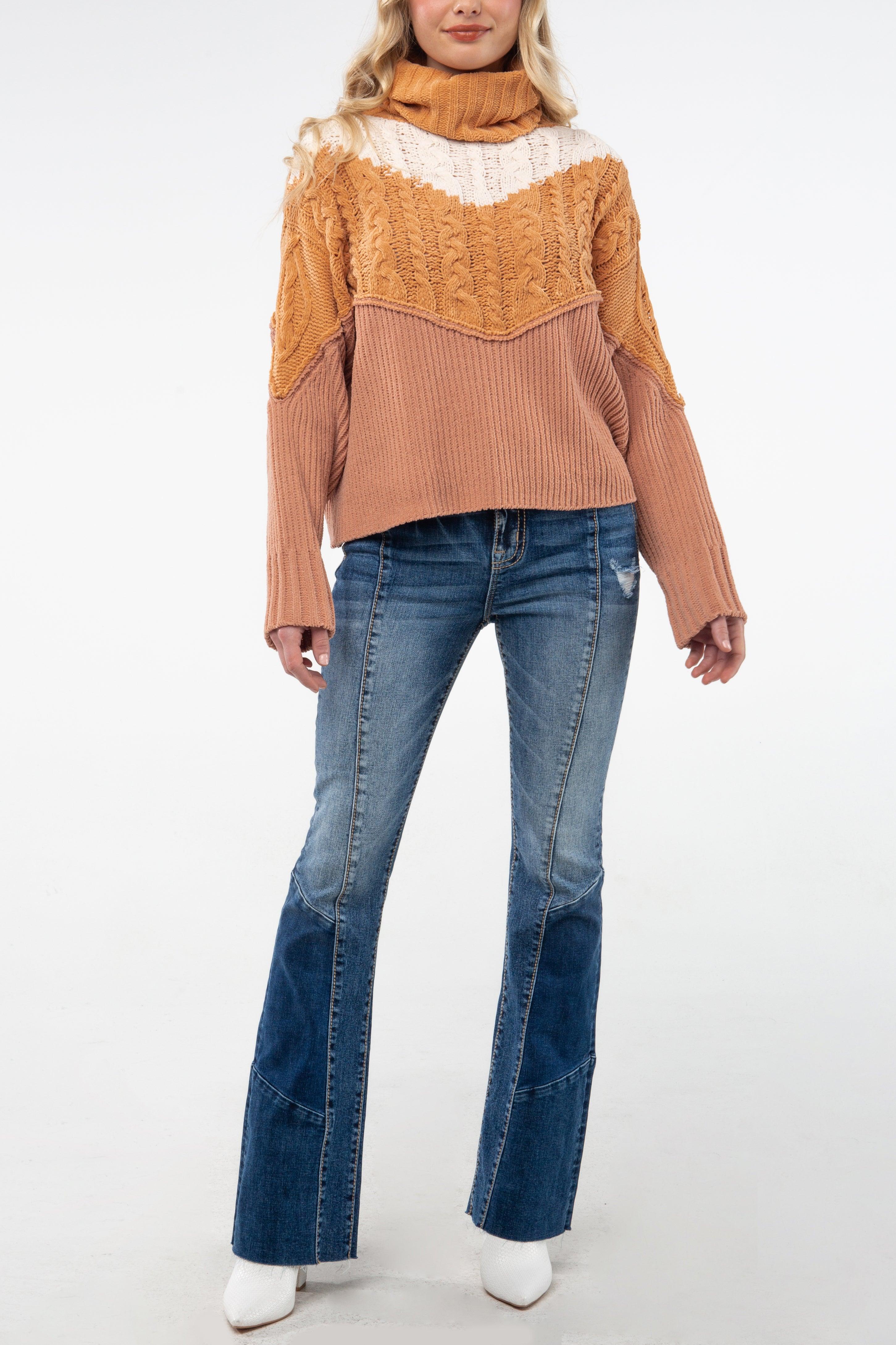 Color Blocked Turtleneck Sweater product image