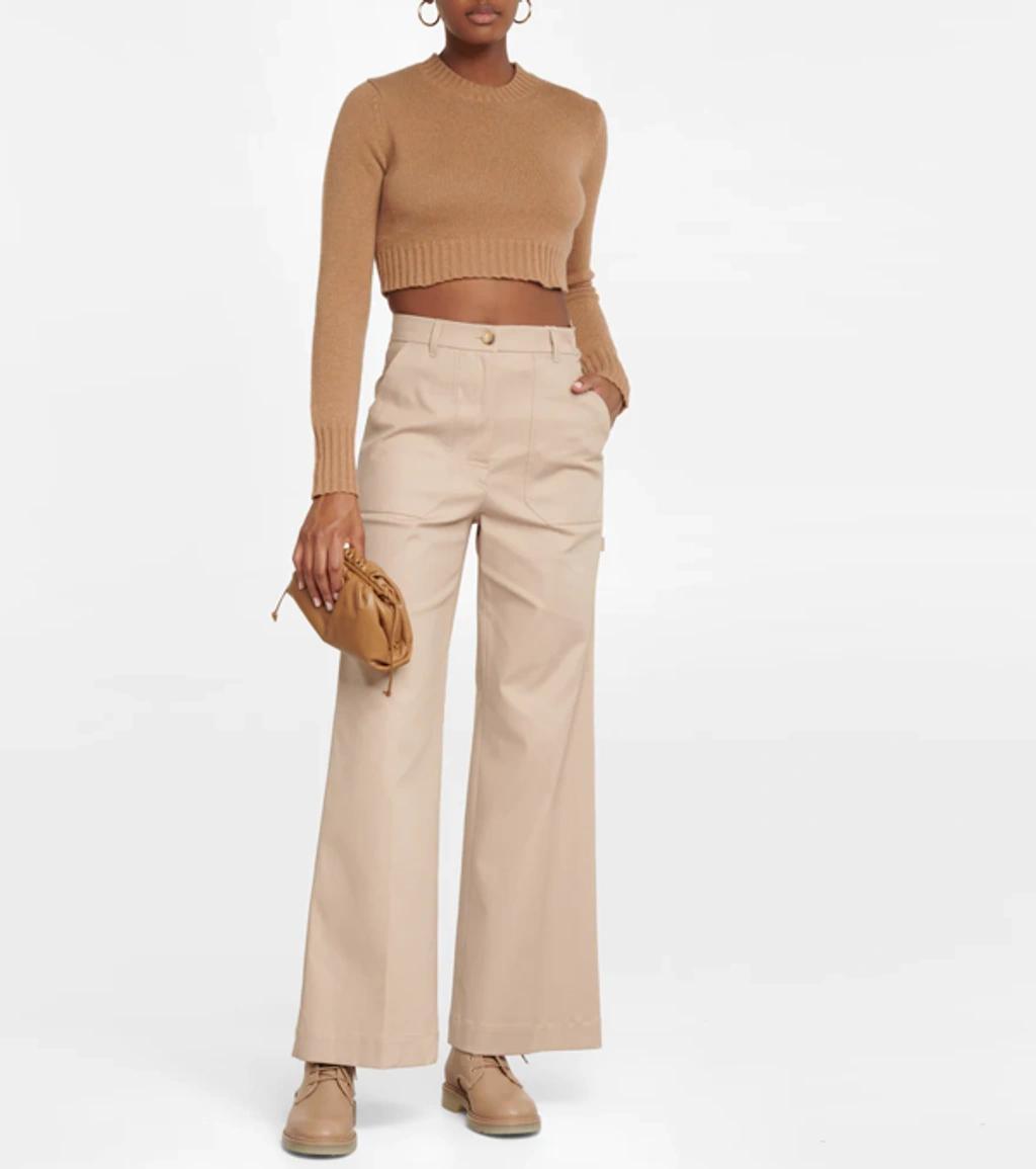 MAX MARA Pullover Cropped Eureka In Cashmere In Nude & Neutrals Product Image