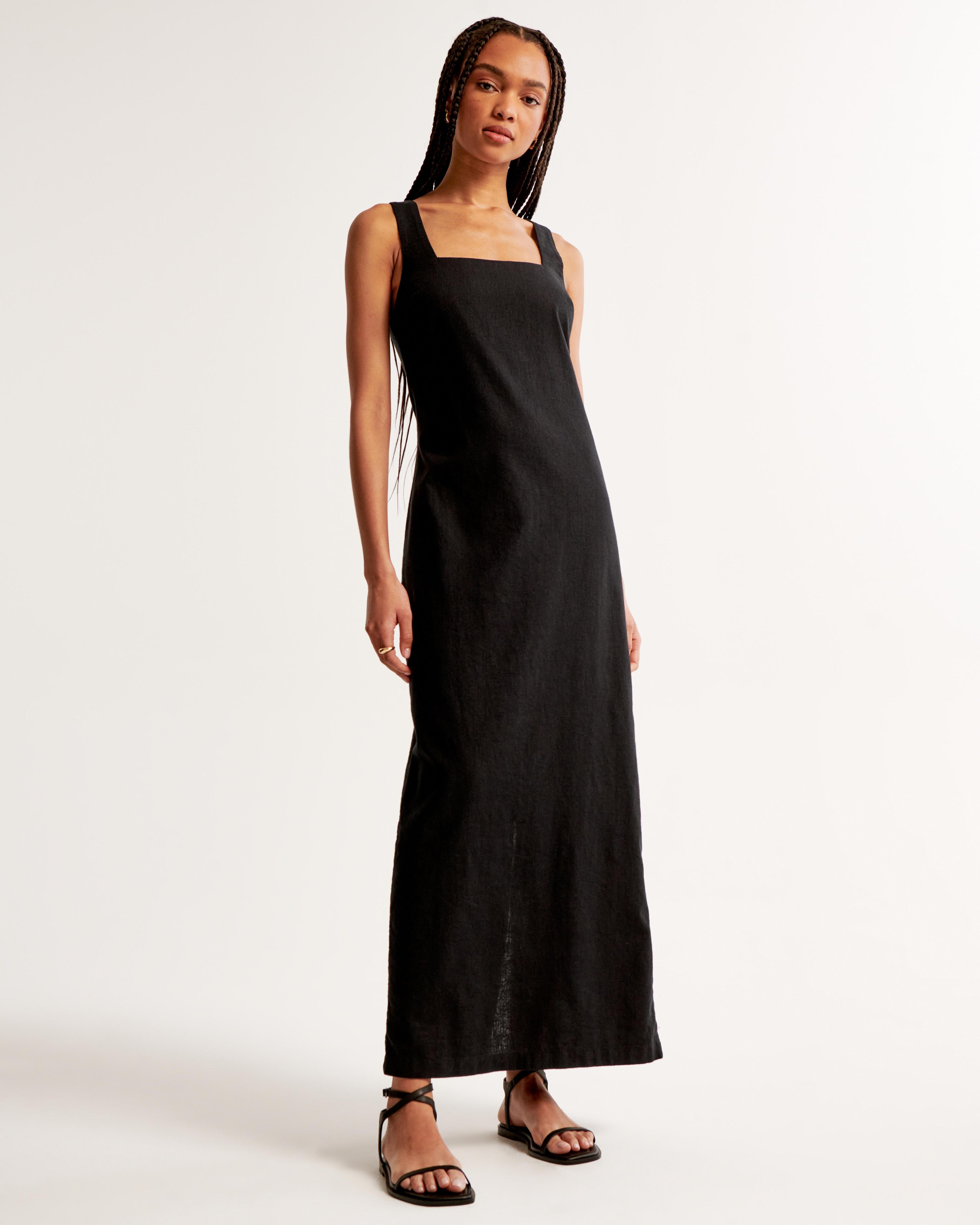 Linen-Blend Shift Maxi Dress Product Image