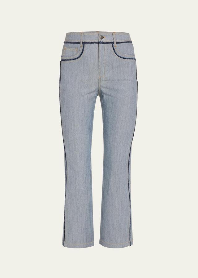 Sallie Piped Cropped Bootcut Denim Pants Product Image