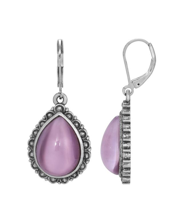 1928 Silver Tone Teardrop Earrings, Womens, Purple Product Image