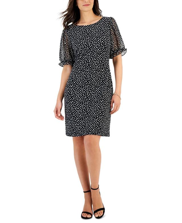 Connected Womens Puff-Sheer-Sleeve Sheath Dress Product Image