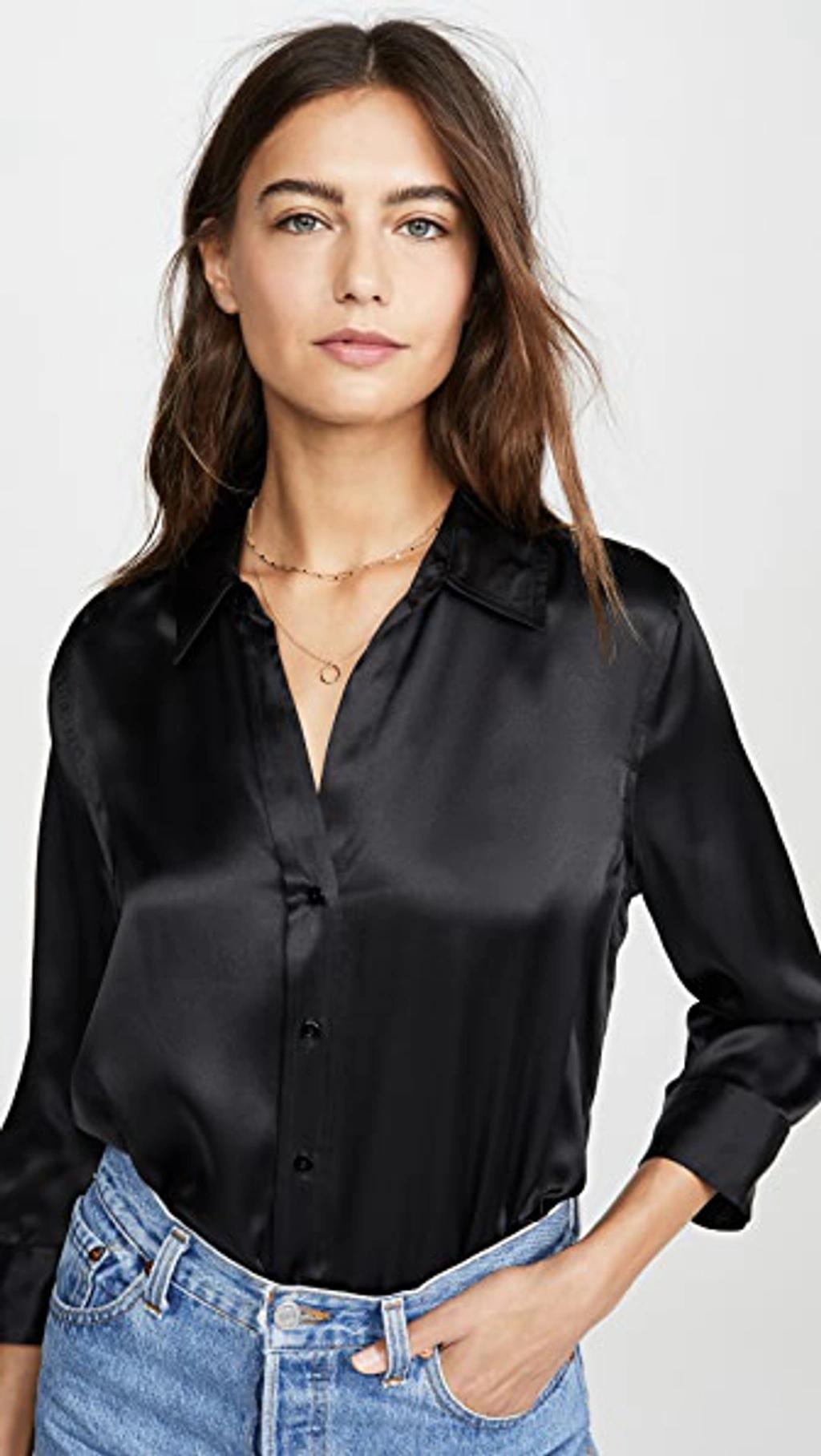 Aoki Three-quarter Sleeve Silk Blouse In Black product image