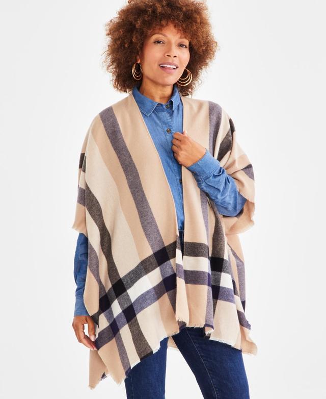 Style & Co Womens Lux Plaid Poncho, Created for Macys Product Image